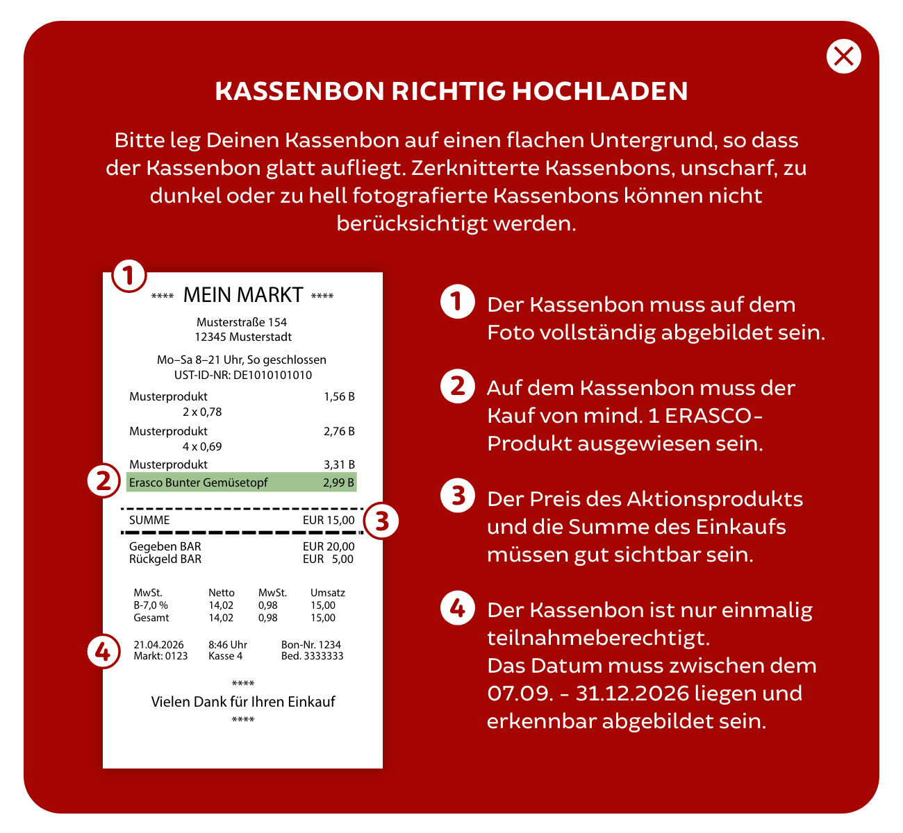 Beispiel eines Kassenbons
